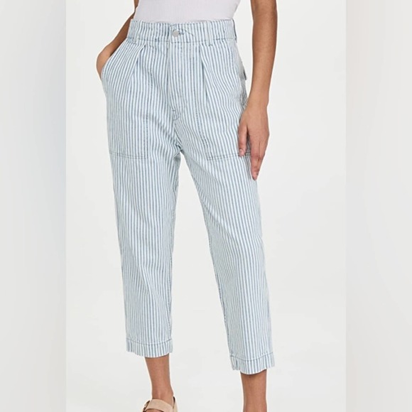 Sundry High Rise Blue & White Striped Crop Denim Jeans Size 30 - Picture 1 of 8